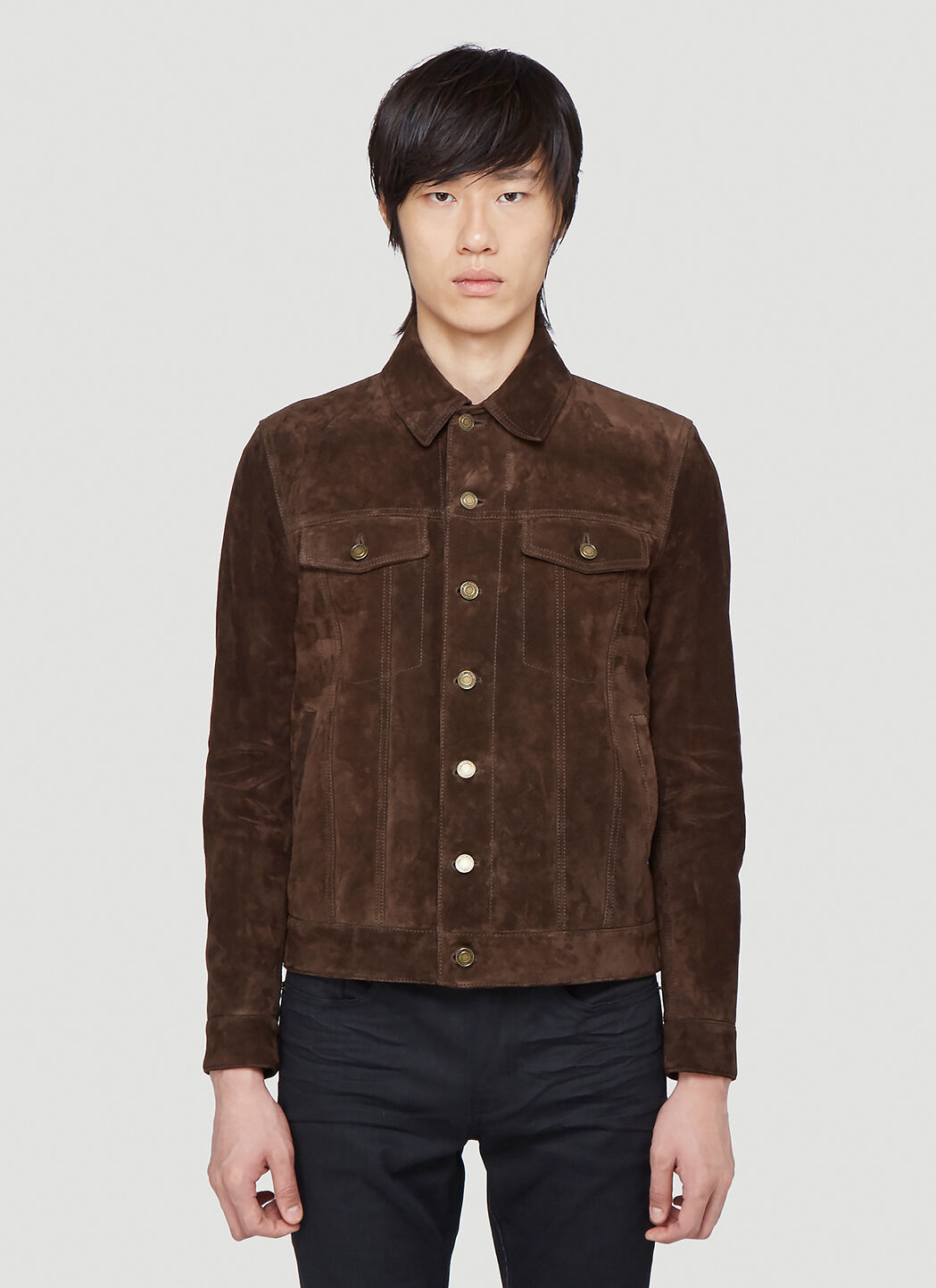 Suede jacket new arrivals saint laurent