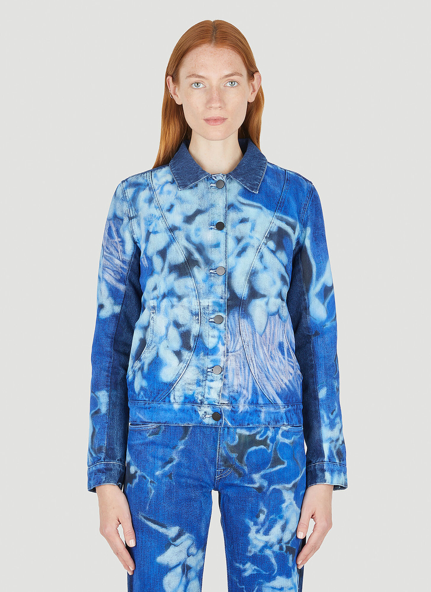 Paula Canovas Del Vas Blue Printed Denim Jacket