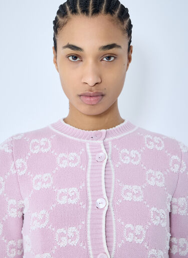 Gucci GG Wool Bouclé Jacquard Cardigan Pink guc0259011