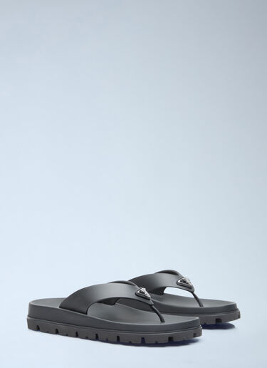 Prada Logo Plaque Slides Black pra0256026