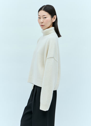 The Row Ezio Knit Roll Up Sweater Cream row0255003