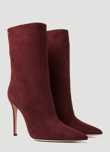 Gianvito Rossi Reus Suede High Heel Boots Burgundy gia0253014