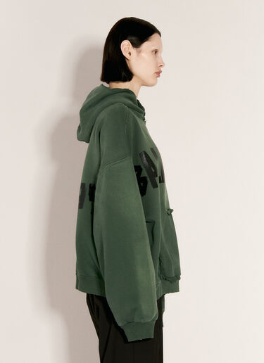 Balenciaga Ripped Pocket Hooded Sweatshirt Green bal0256005