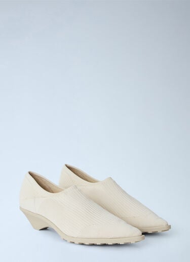 LN-CC® - Camper x Issey Miyake: Anna Ribbed Pointed-Toe Loafers - Beige Camper x Issey Miyake Anna Ribbed Pointed-Toe Loafers Beige cim0266008