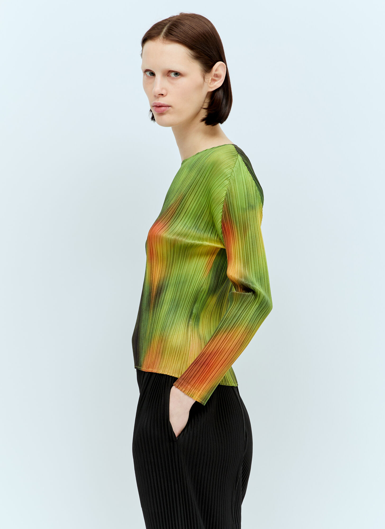 Shop Issey Miyake Turnip & Spinach Long Sleeve Top In Green