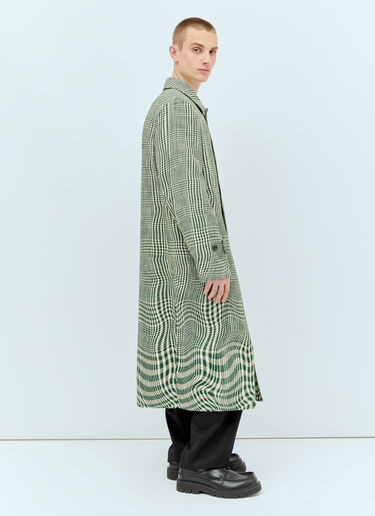 Burberry Long Warped Houndstooth Car Coat Green bur0155026