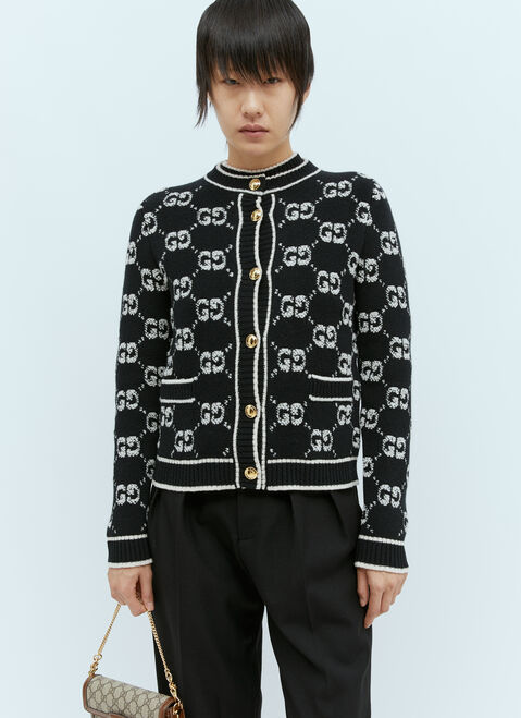 Gucci GG Wool Bouclé Jacquard Cardigan Black guc0255023