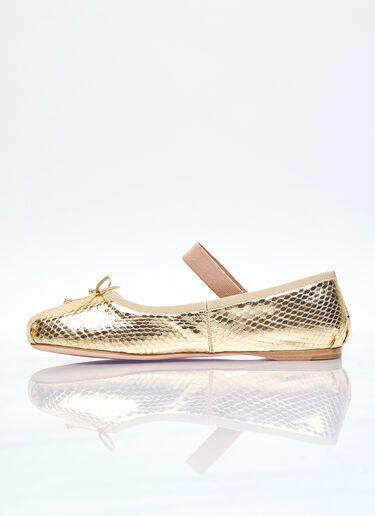 Miu Miu Snakeskin Ballerina Flats Gold miu0256073