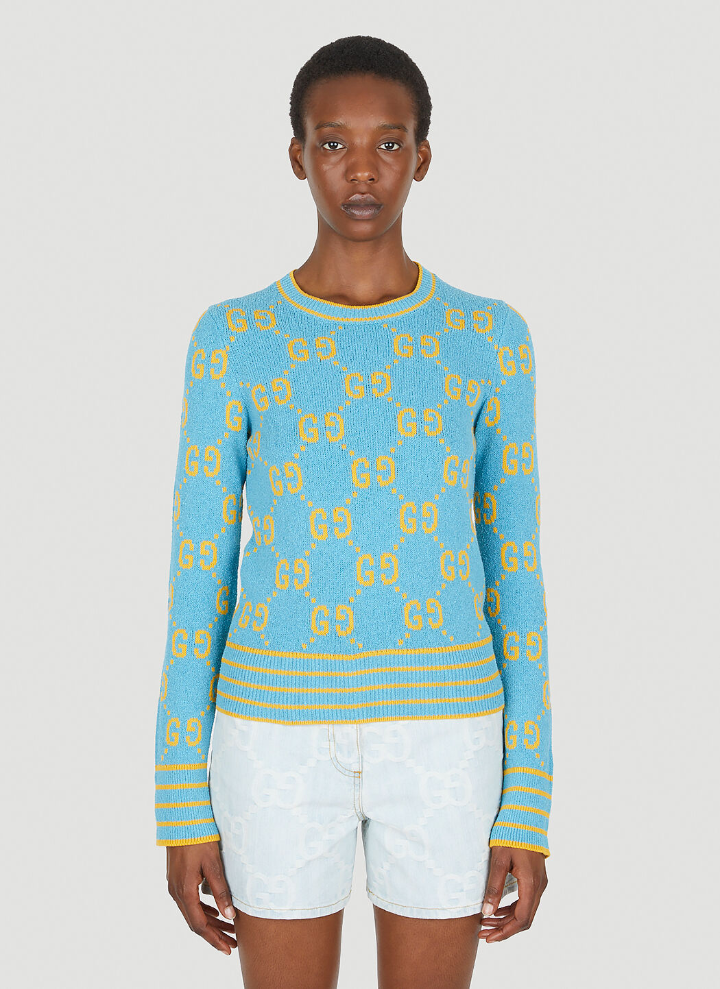 Gucci GG Jacquard Sweater in Blue LN CC