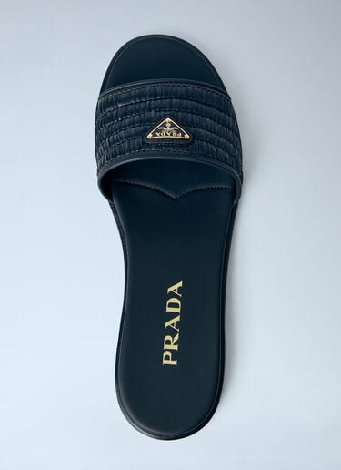 Prada Leather Slides With Crochet Details Black pra0264043