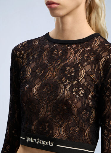 Classic Logo Lace Top Palm Angels Classic Logo Lace Top Black pma0262113
