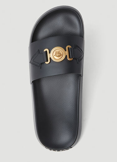 Versace Medusa Open Toe Slides Black ver0153026