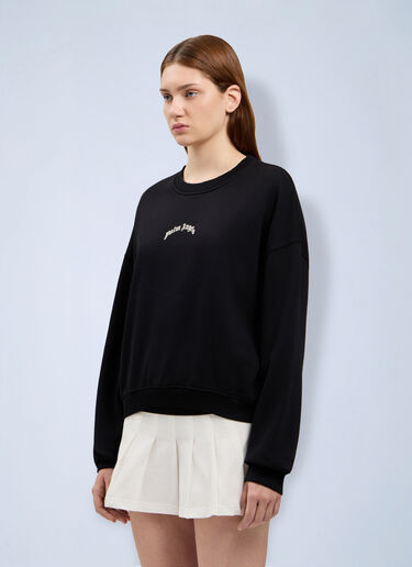 Palm Angels Curved Logo Crop Sweatshirt Black pma0264175