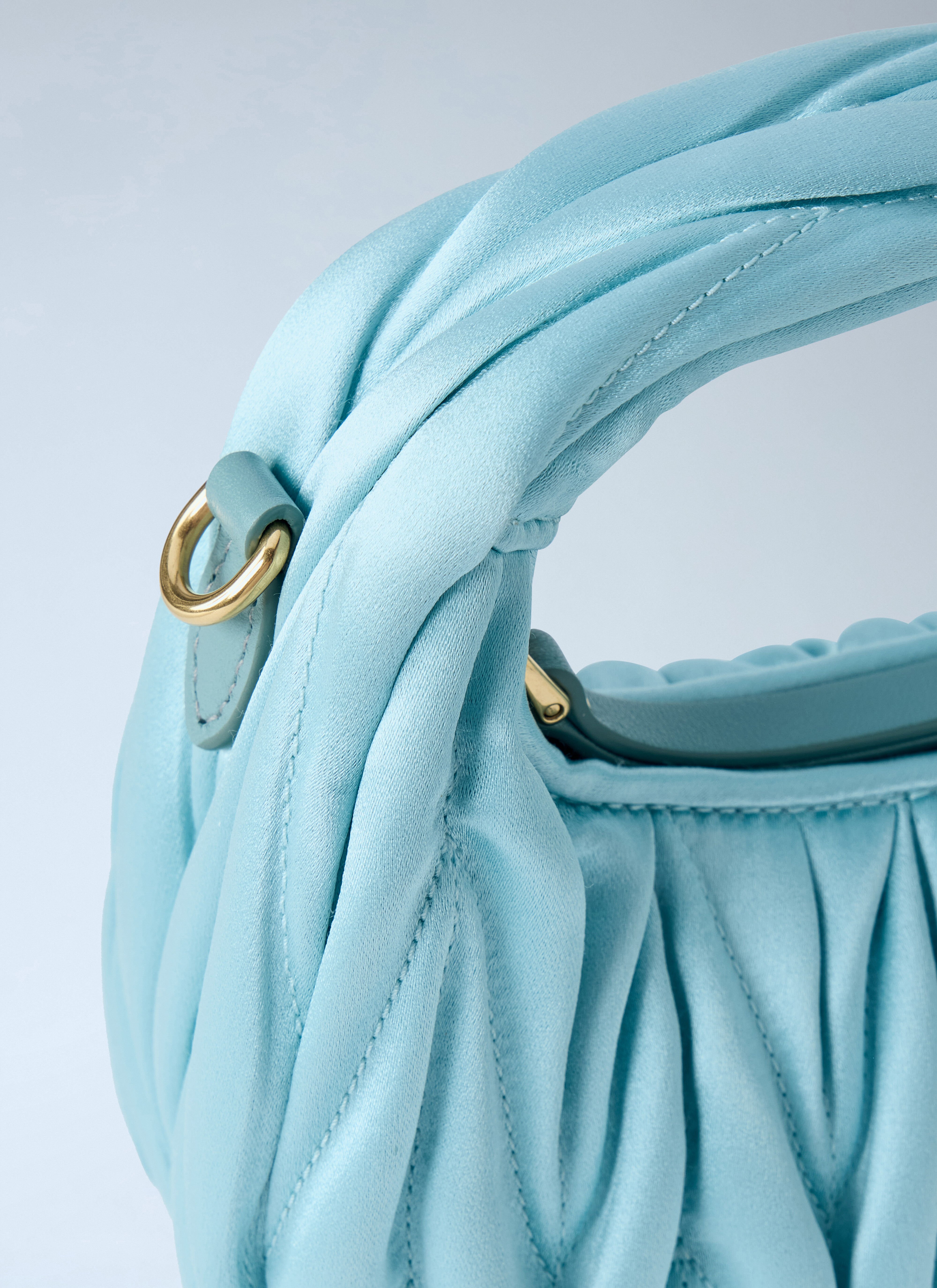 Miu Miu Women's' Wander Matelassé Satin Mini Bag in Light Blue