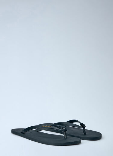 Saint Laurent Pool Leather Thong Sandals Black sla0264028