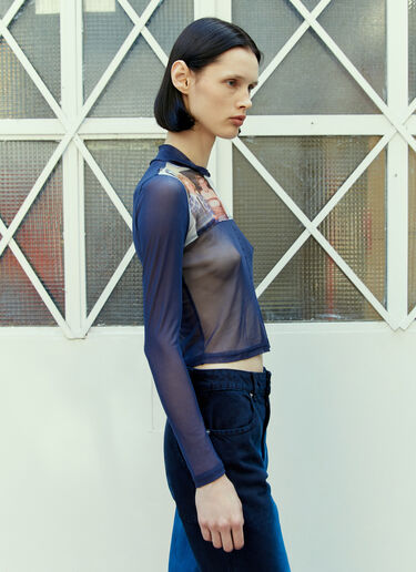 Eckhaus Latta Prom Baby Mesh Top Blue eck0253001