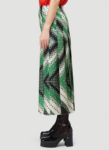 Gucci Graphic Chevron Silk Skirt Green guc0243025