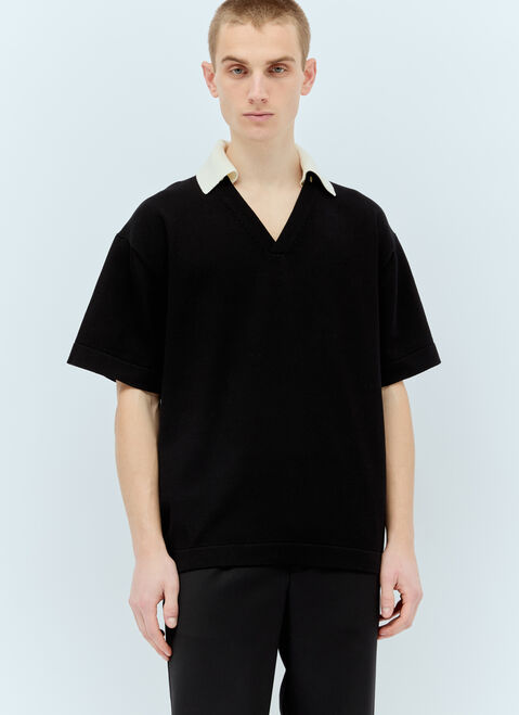 Jil Sander Knit Polo Shirt Black jil0156004