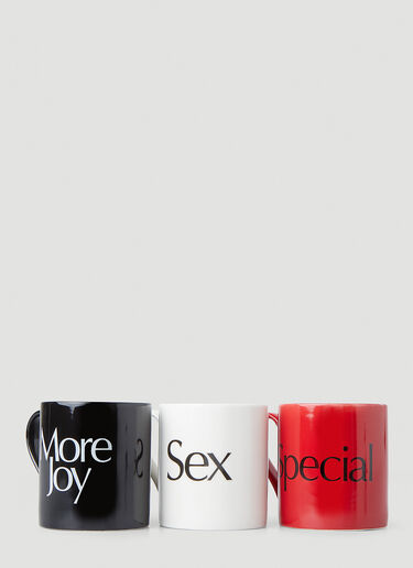 More Joy Set of Three Slogan Mugs Black, Red and White mjy0347038