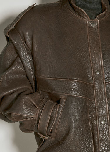 Saint Laurent Oversized Leather Jacket Brown sla0254012