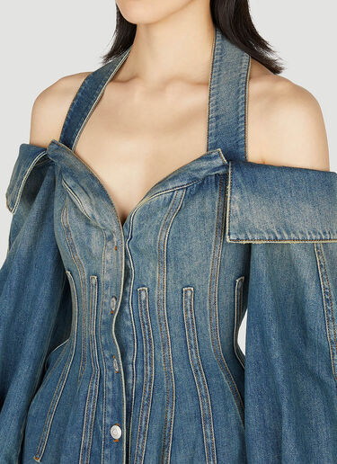 Alexander McQueen Sculpted Denim Dress Blue amq0251088