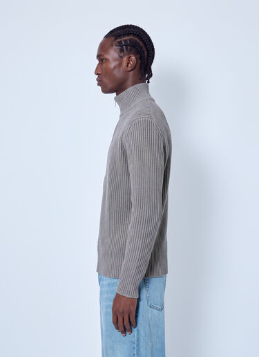 LN-CC® - MM6 Maison Margiela: Ribbed Zip-Up Sweater - Beige MM6 Maison Margiela Ribbed Zip-Up Sweater Beige mmm0165002