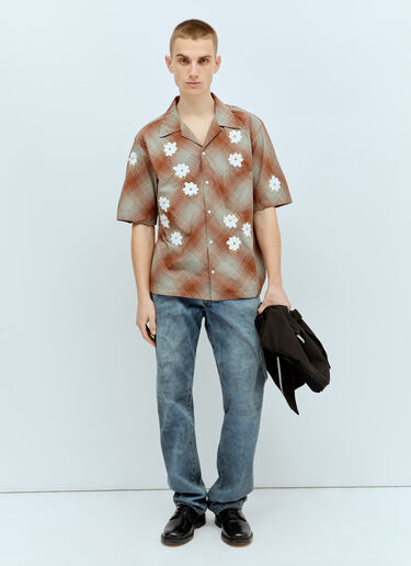 NOMA t.d. Hand-Embroidery Ombre Plaid Shirt Brown nma0156003