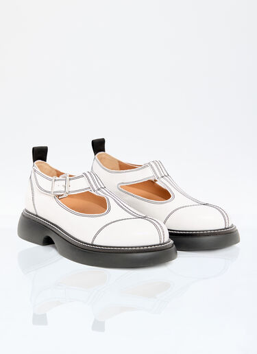 GANNI Everyday Buckle Mary Jane Shoes White gan0256030