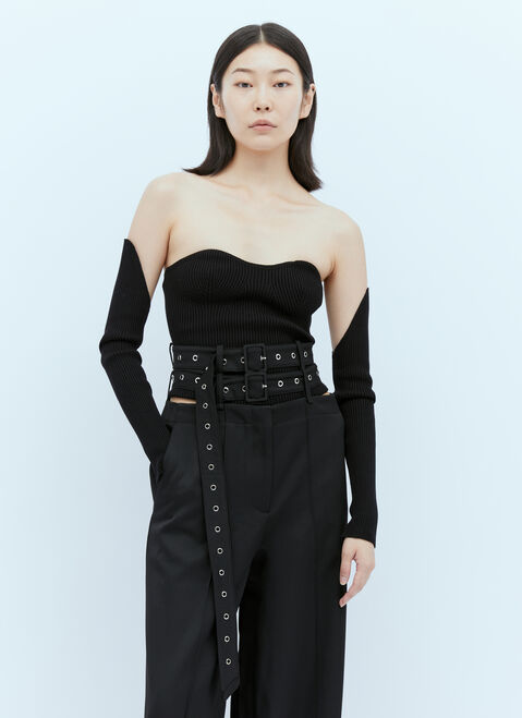 Rokh Rib Bustier With Detached Sleeves Black rok0254003
