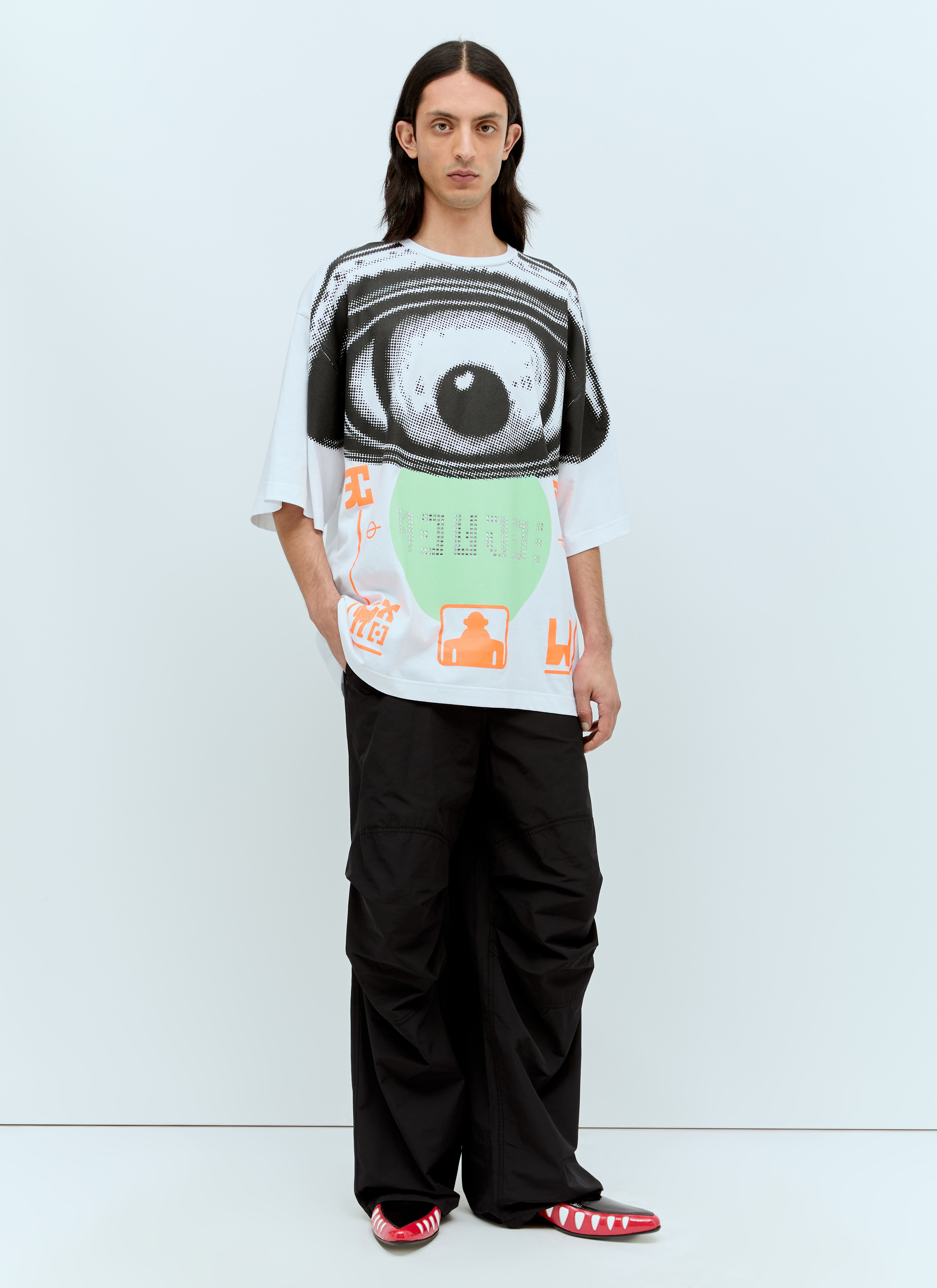 Walter Van Beirendonck Men's' Peace Oversized T-Shirt in White Walter Van Beirendonck Men's' Peace Oversized T-Shirt in White