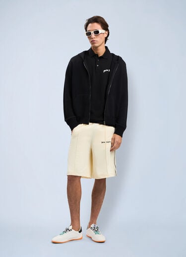 Palm Angels Curved Logo Knit Hoodie Black pma0164272