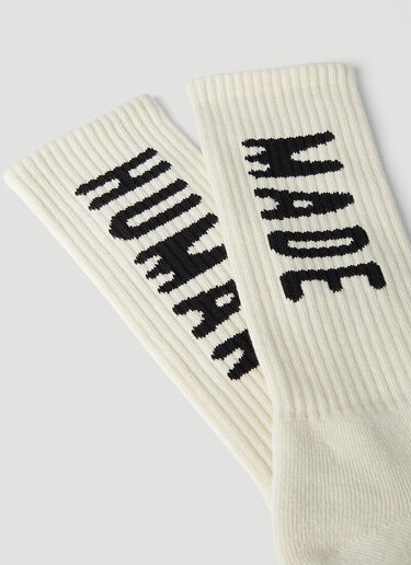 Human Made Logo Socks White hmd0152023