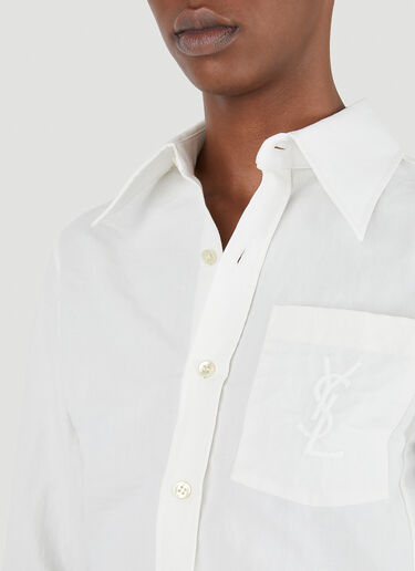 Saint Laurent Monogram Embroidered Shirt White sla0245023