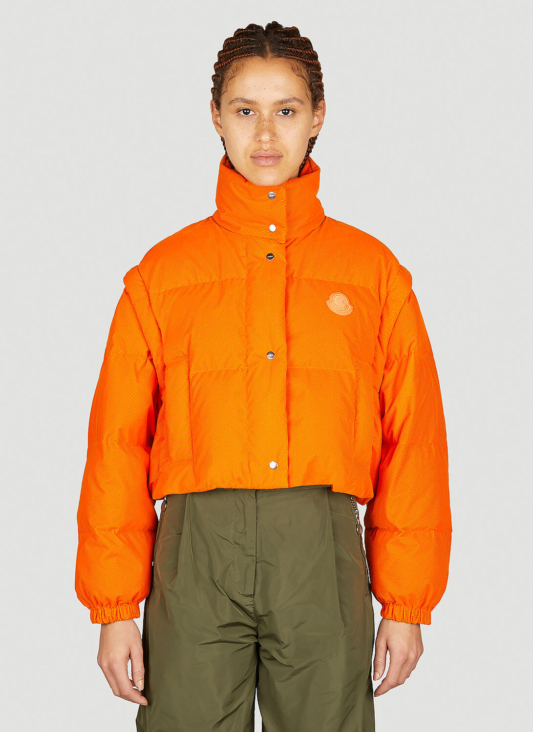 Shop Moncler Grenadelle Short Down Jacket In Orange
