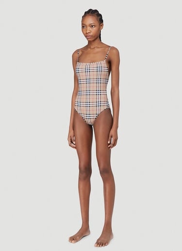 Burberry Check Swimsuit Beige bur0239020