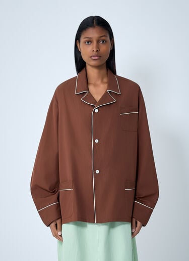 Cotton Shirt With Contrast Trim Prada Cotton Shirt With Contrast Trim Brown pra0262130