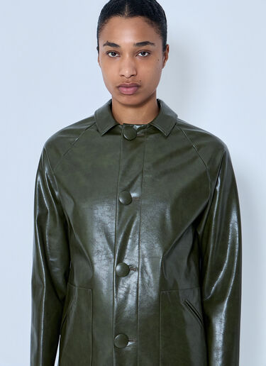 MM6 Maison Margiela Faux-Leather Button-Up Coat Green mmm0264050