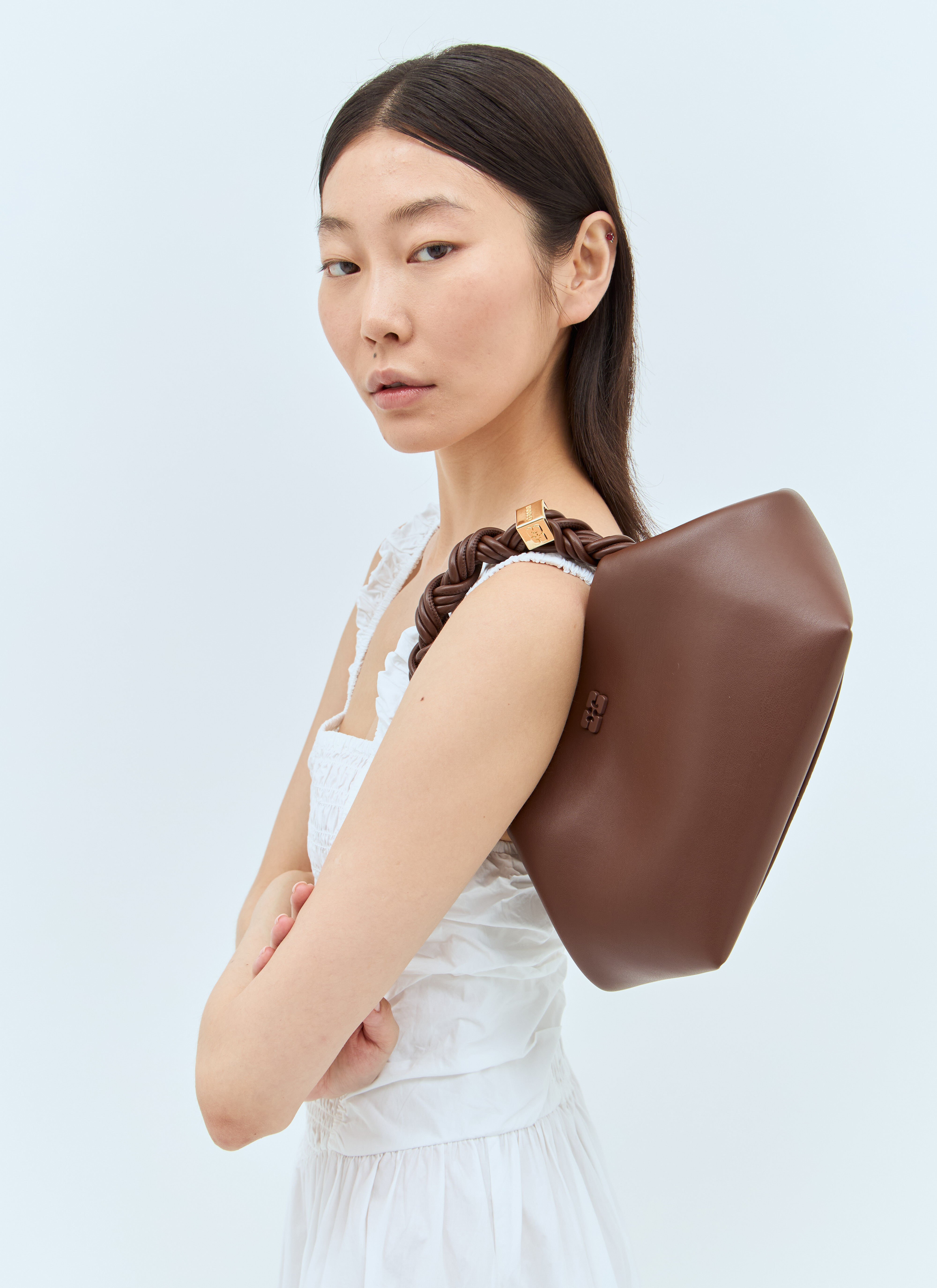 定価28950円新品未使用GANNI ブラウンパピー カーブレザーキーホルダー GANNI Women's' Small Bou Handbag in Brown | LN-CC®