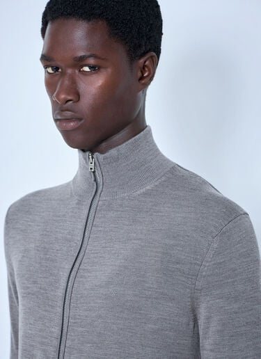 LN-CC® - Acne Studios: Zip-Up Bow Logo Cardigan - Grey Acne Studios Zip-Up Bow Logo Cardigan Grey acn0165039