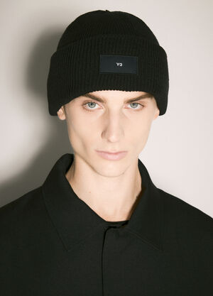 Y-3 Logo Patch Beanie Hat Beige yyy0160007
