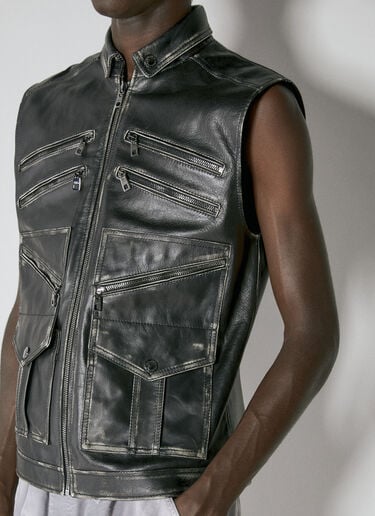 Dolce & Gabbana Leather Biker Vest Black dol0153003