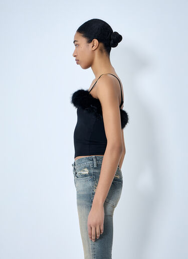 Balenciaga Faux Fur Strap Top Black bal0263010