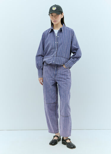 GANNI Light Stripe Denim Shirt Purple gan0255021