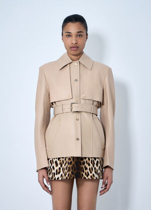 Sportmax Leather Belted Jacket Beige spx0264053