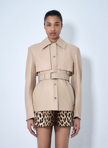 Leather Belted Jacket Sportmax Leather Belted Jacket Beige spx0264053
