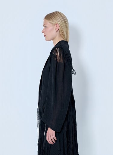 LN-CC® - Yohji Yamamoto: Frayed Hem Blazer - Black Yohji Yamamoto Frayed Hem Blazer Black yoy0264004