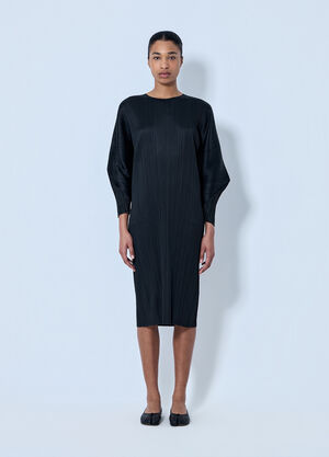 Pleats Please Issey Miyake Pleated Midi Dress Black plp0264006