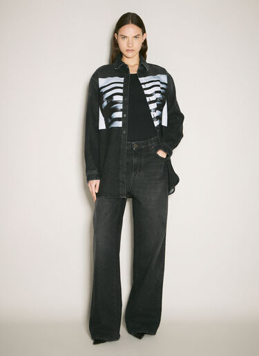 Jean Paul Gaultier 바디 마리니에르 프린트 데님 셔츠 블랙 jpg0258013