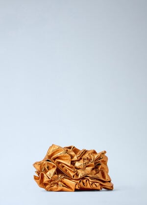 Dries Van Noten Ruffled Crinkled Leather Clutch Bag Gold dvn0263021