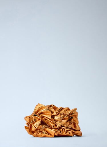 Dries Van Noten Ruffled Crinkled Leather Clutch Bag Gold dvn0263021